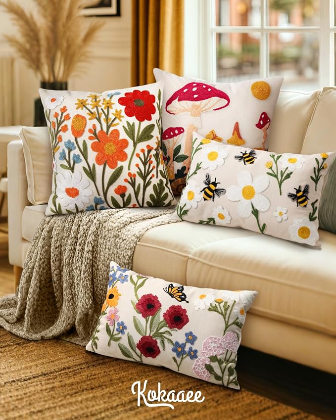 Embroidered Throw Pillow Cover 20x20 Inch - Image 6