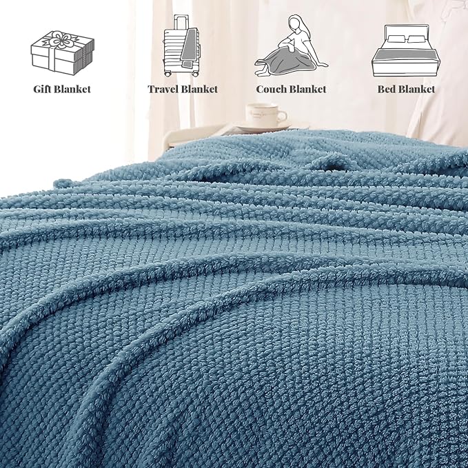 Whale Flotilla Queen Size Fuzzy Fleece Blanket, Fluffy Warm Soft Jacquard Bed - Image 8