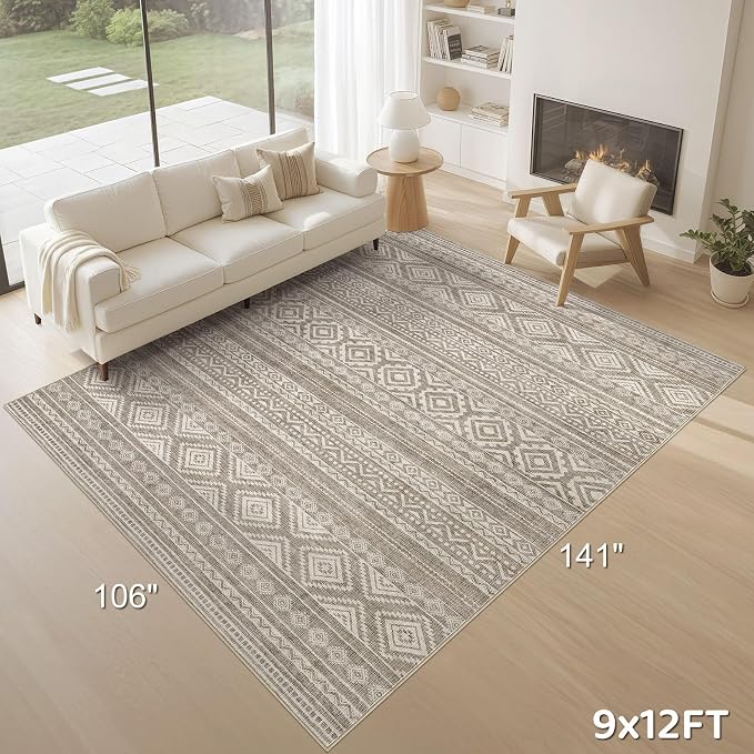 cotiled 9x12 Area Rug Living Room: Washable Boho Rugs - Image 9