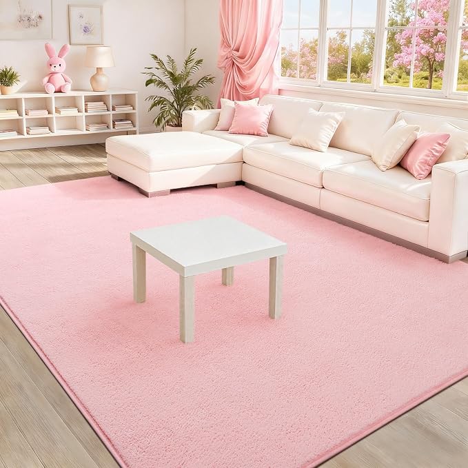 Soft Rugs for Living Room 5x7 Pink, Minimalist Area Rug for Bedroom Nursery - Image 2