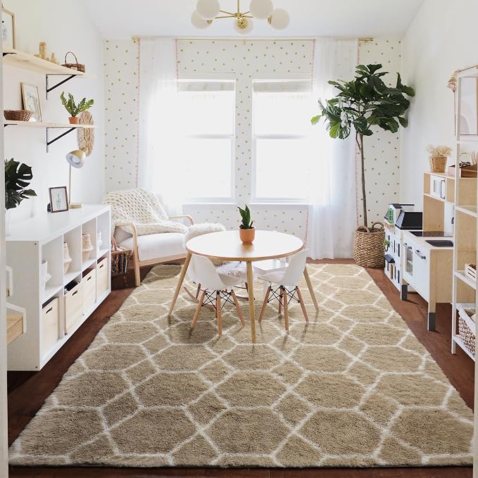ONASAR Living Room Area Rug 6x9, Large Beige and White Geometric Floor Rugs - Image 6