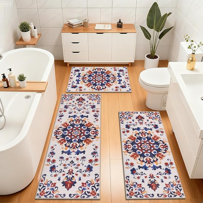 HEBE Washable Kitchen Rugs Sets of 3, Non Slip Absorbent Kitchen Rugs and Mats - Image 8