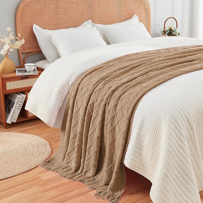 inhand Knitted Throw Blankets for Couch and Bed, Soft Cozy Knit Blanket - Image 3