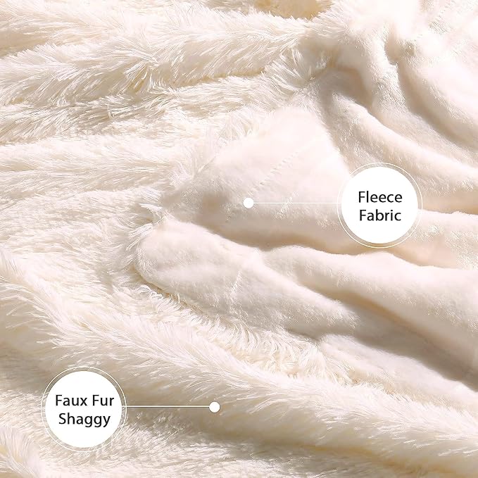 Tuddrom Decorative Extra Soft Faux Fur Blanket Queen Size 80"x90", Solid - Image 5