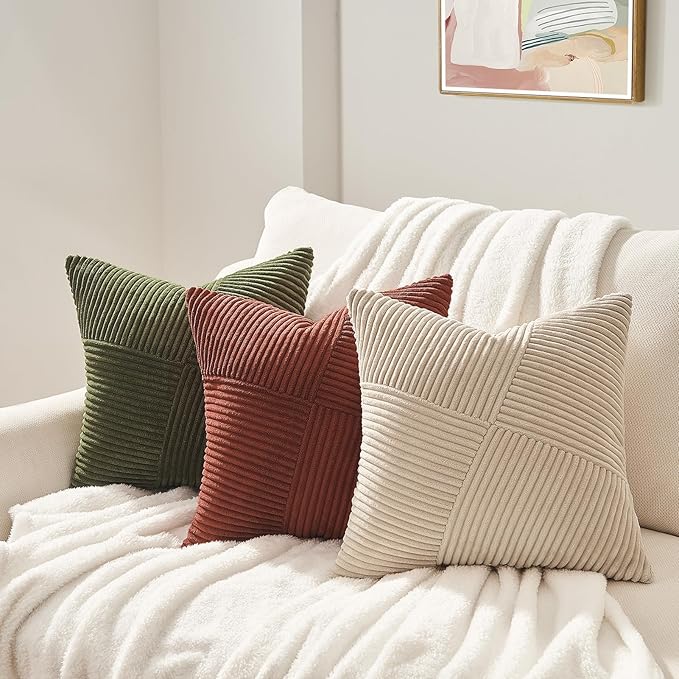 Topfinel Tan Decorative Throw Pillow Covers 12x12 Inch Set of 2 Striped - Image 6