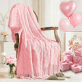 inhand Pink Knitted Throw Blanket by inhand