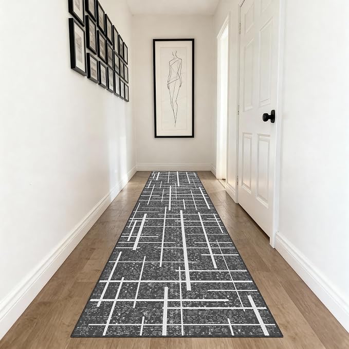 Non Slip Hallway Runner Rug 2x10, Washable Long Rug, Woven Thin Low Pile Carpet - Image 8