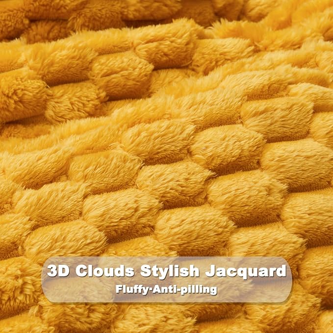 NEWCOSPLAY Super Soft Twin Blanket Mustard Yellow Premium Silky Flannel Fleece - Image 7