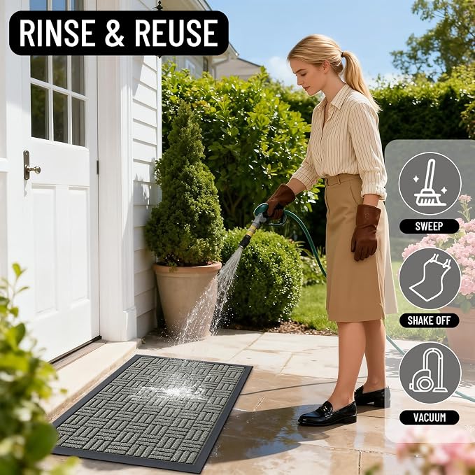 OLANLY Front Door Mat Outside Entrance 47x17, Heavy Duty Sturdy Natural Rubber - Image 8