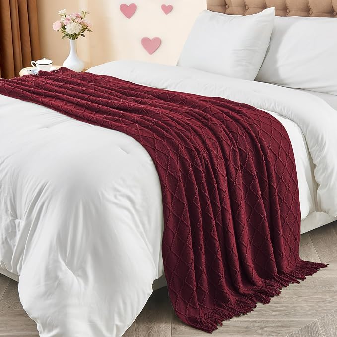inhand Claret Knitted Throw Blanket - Image 6