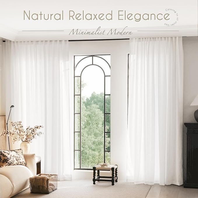 Linen White Curtains 84 inches Long - Image 7