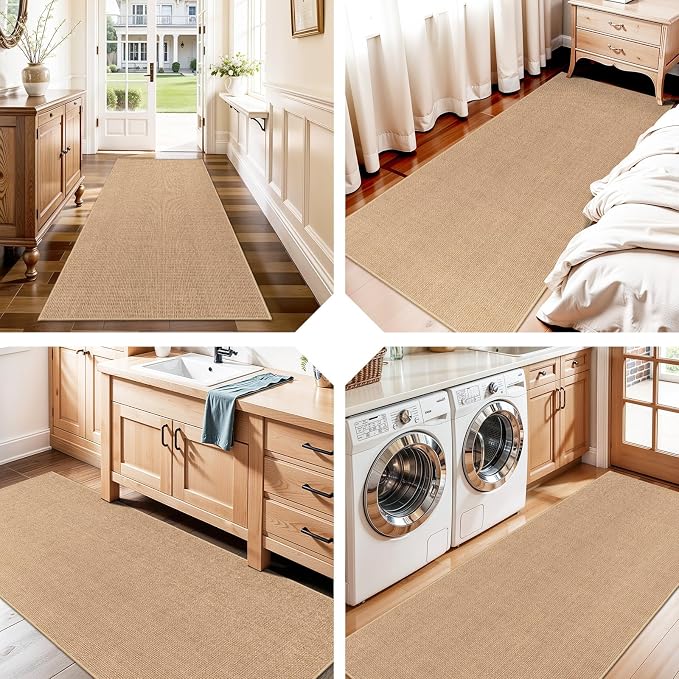 2x6 Jute Woven Runner Rug: Non-Slip Backing Solid Color Pattern - Image 4