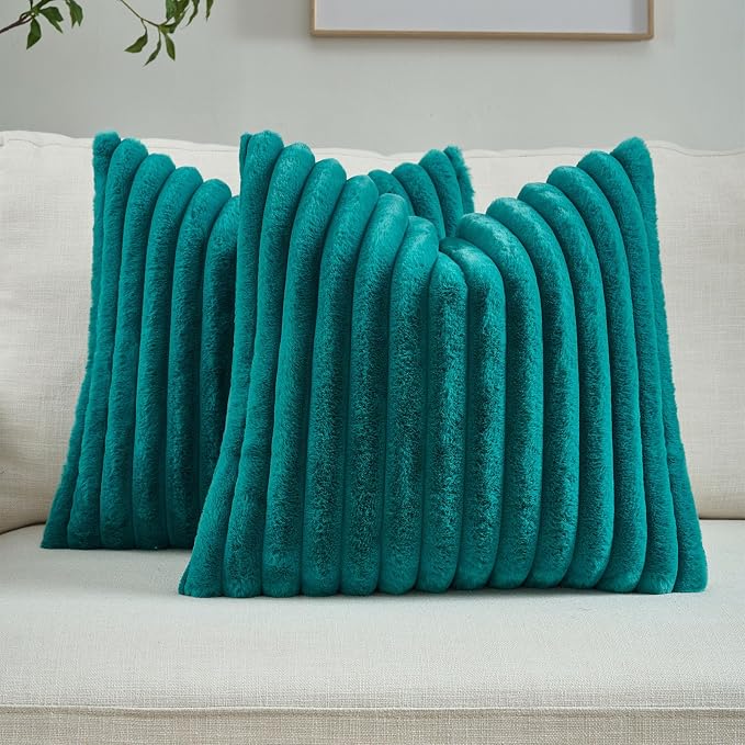 FUTEI Teal Green Decorative Throw Pillow Covers Set of 2, 18x18 Inch Soft by FUTEI
