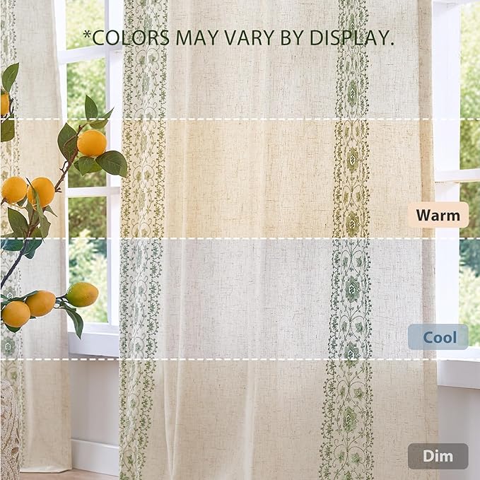 jinchan Weslie Boho Lined Linen Curtains - Image 7