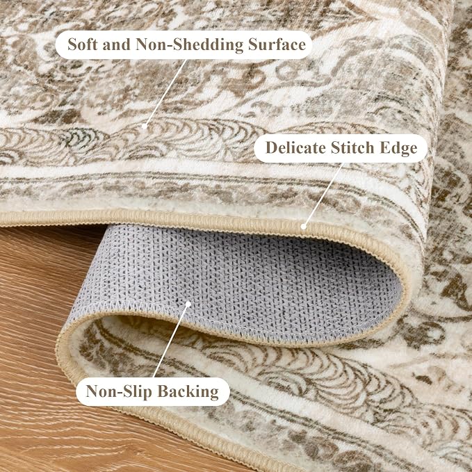 Vaukki Hallway Runner Rug, Vintage Shaggy Soft Laundry Rug Runner, Non Slip - Image 3