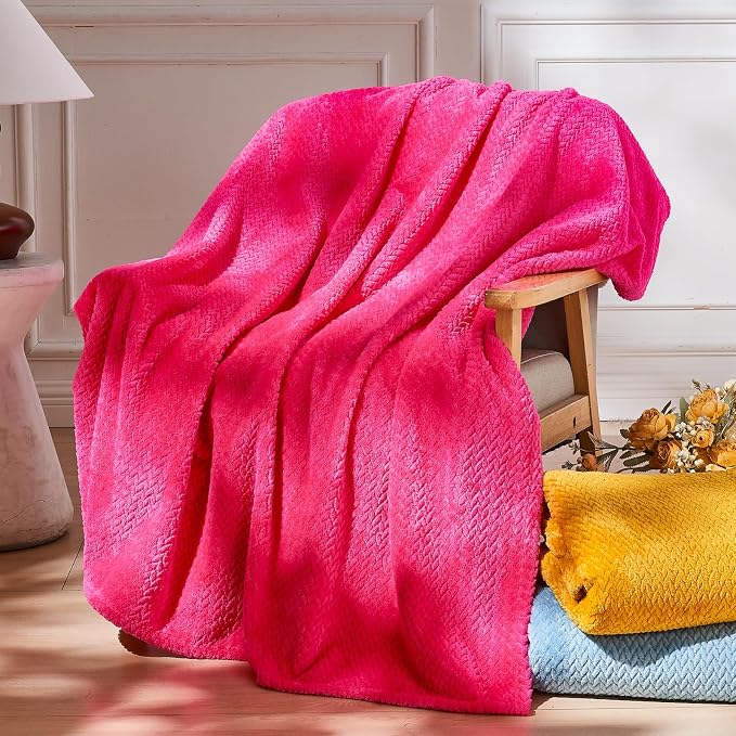 NEWCOSPLAY Super Soft Queen Blanket Dark Rose Red Premium Silky Flannel Fleece - Image 2