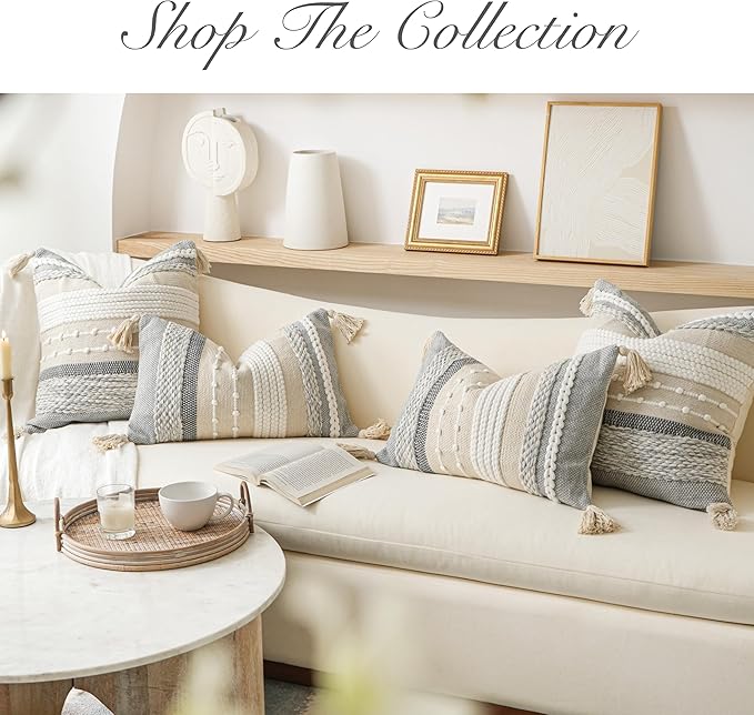 BlissBlush Gray Boho Lumbar Throw Pillow Cover 14x36 Grey Accent Long Body - Image 6