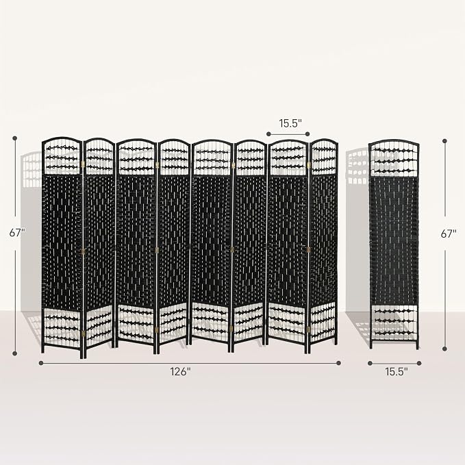 HOMCOM 8 Panel Room Divider, Folding Privacy Screen, 5.6' Room Separator - Image 7