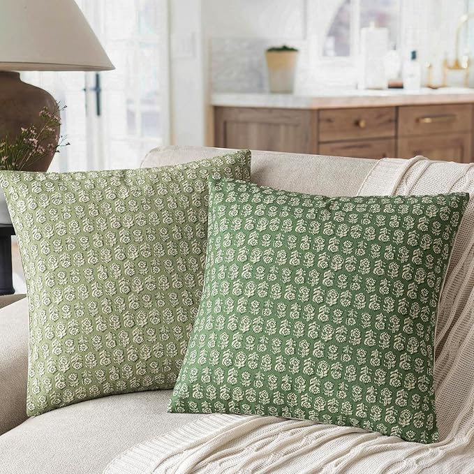 Foindtower Set of 2 Decorative Neutral Floral Print Throw Pillow Covers Vintage - Image 4