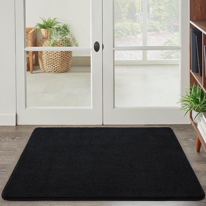 Keeko 2x3 Black Area Rugs for Bedroom Living Room, Soft Modern Indoor Throw by Keeko