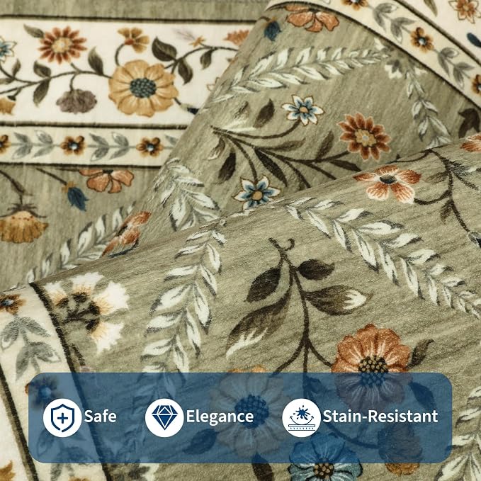 GarveeHome 8x10 Washable Large Living Room Rug Water Resistant Distressed - Image 4
