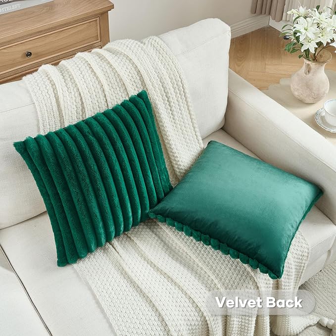 FUTEI Emerald Green Decorative Throw Pillow Covers Set of 2, 20x20 Inch Soft - Image 4
