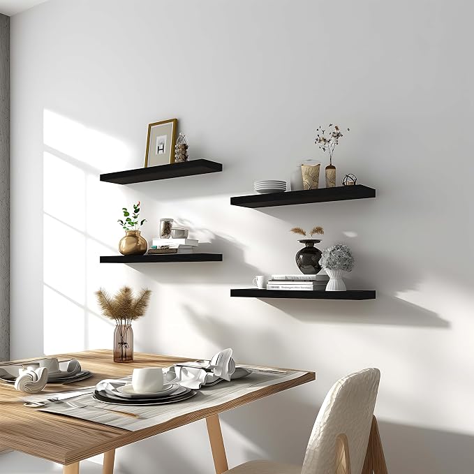 GXYAWPJ Black Wood Floating Shelves - Image 7