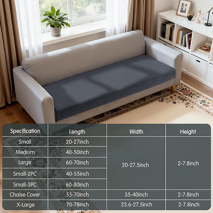 Hokway Stretch Couch Cushion Slipcovers X-Large Reversible Cushion Replacement - Image 2