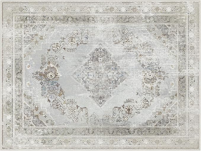 Phantoscope Washable Area Rug 9'x12' Non-Slip, Vintage Neutral Rugs - Image 2