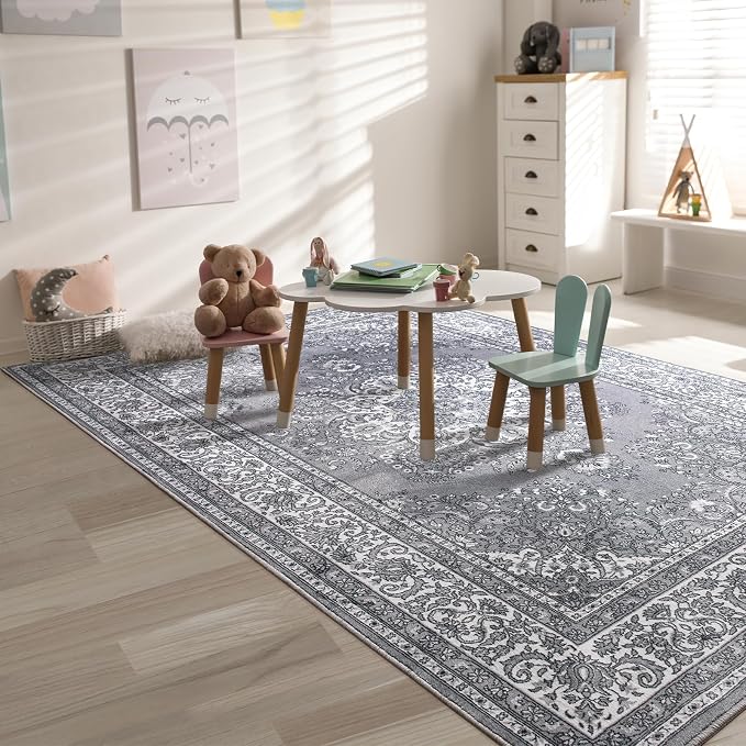 Area Rug for Bedroom, Non-Slip Vintage Area Rug, Machine Washable 4x6Ft Boho - Image 5