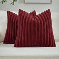 FUTEI Burgundy Decorative Throw Pillow Covers Set of 2, 22x22 Inch Soft Fluffy by FUTEI