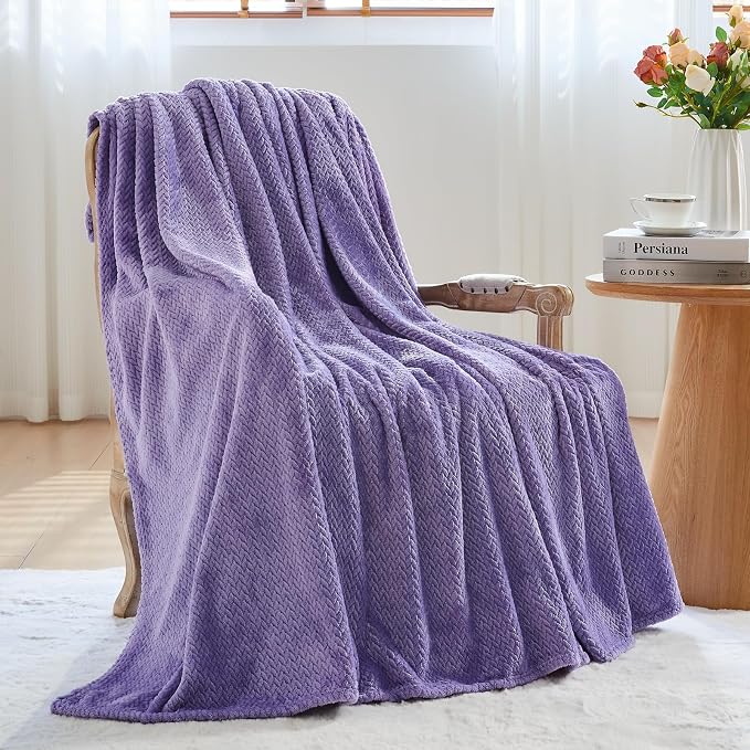 NEWCOSPLAY Super Soft Throw Blanket Lavender Premium Silky Flannel Fleece - Image 3