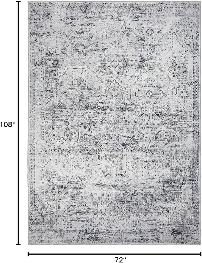 Area Rug 6×9, Large Vintage Boho Rug, Ultra-Soft Low Pile, Non Slip, Stain - Image 2