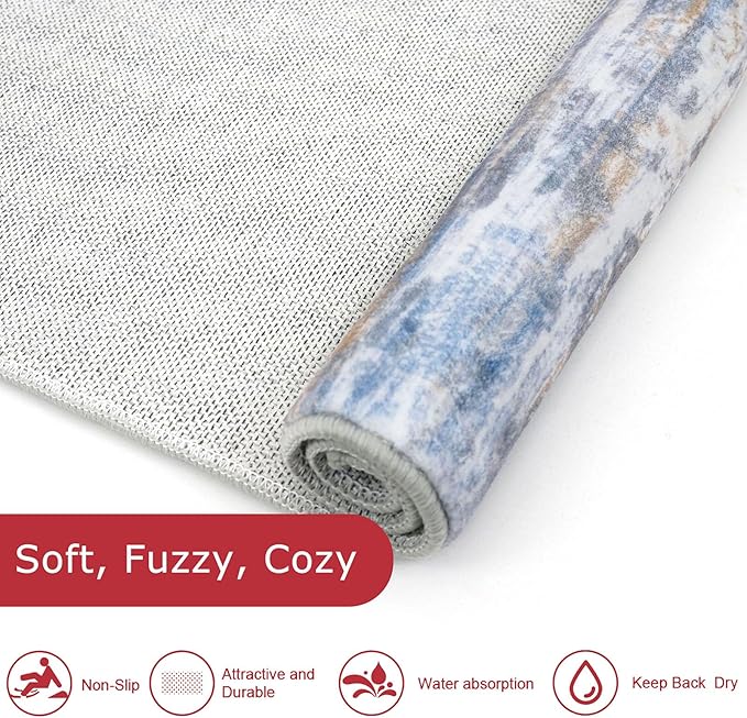 KOZYFLY Modern Abstract Hallway Runner Rug, 2x8 Kitchen Rugs Non-Slip Washable - Image 6