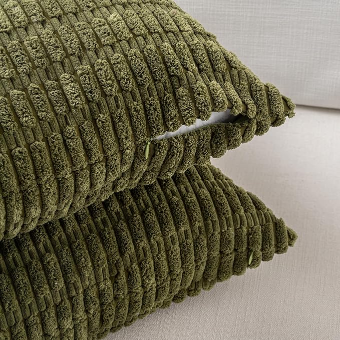 Fancy Homi 4 Packs Boho Moss Green Decorative Throw Pillow Covers 16x16 Inch - Image 4