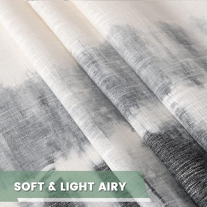 MEETSKY Flax Linen Sheer Curtains 95 Inches 2 Panels Light Filtering Window - Image 4