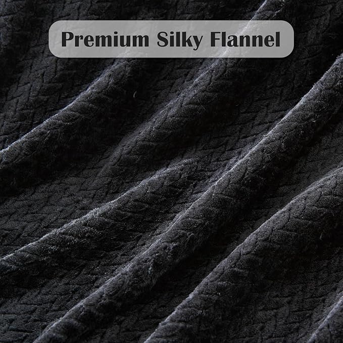 NEWCOSPLAY Super Soft King Blanket Black Premium Silky Flannel Fleece Leaves - Image 5