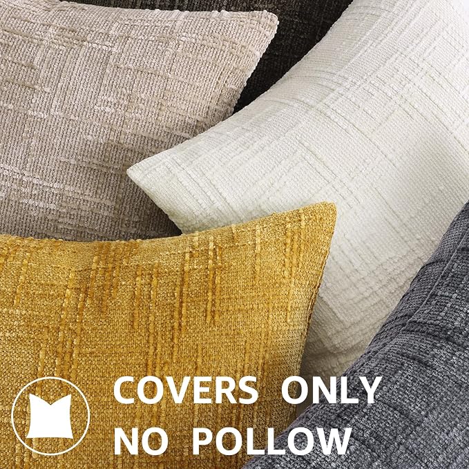 decorUhome Dark Brown Chenille Throw Pillow Covers 16x16 Set of 2 Textured Soft - Image 8