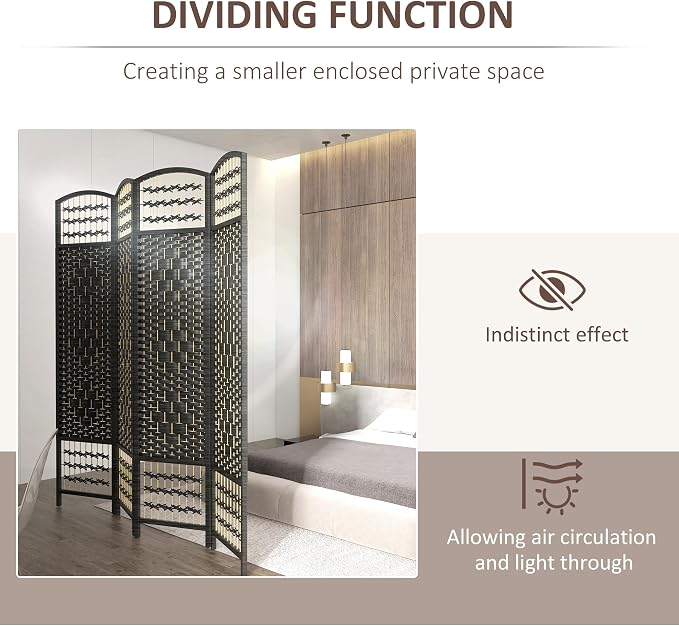 HOMCOM 4 Panel Room Divider, Folding Privacy Screen, 5.6' Room Separator - Image 6