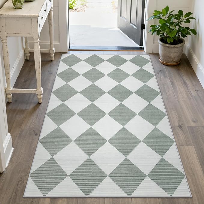 Beeiva Checkered Print 3x5 Washable Rug by Beeiva