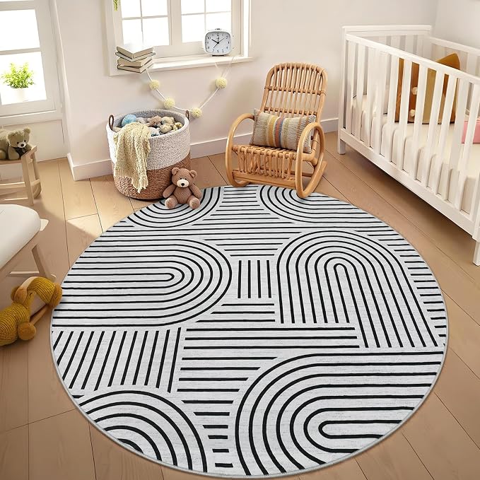 Washable Rug 6ft Area Rugs for Living Room, Abstract Rug for Bedroom, Soft - Image 4