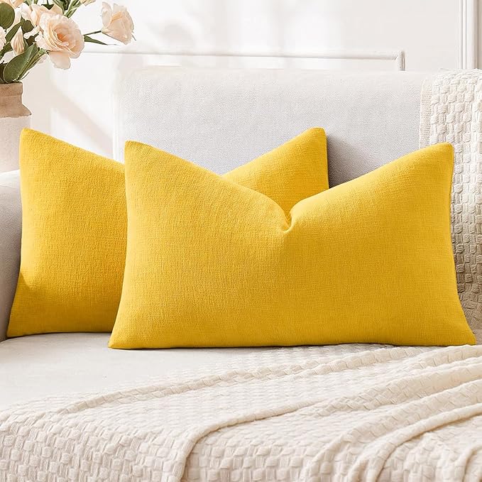 MIULEE Yellow Couch Pillow Covers 12x20 Inch by MIULEE