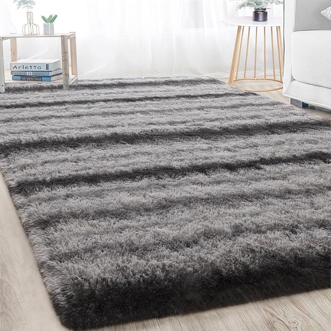 Meralax Grey Rugs for Living Room Bedroom, 4x6 Soft Fluffy Shaggy Gray Bedside - Image 9