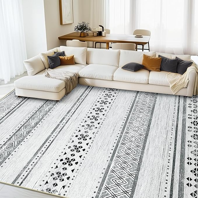 BESTSWEETIE 9x12 Area Rugs for Living Room Washable Moroccan Farmhouse Neutral by BESTSWEETIE