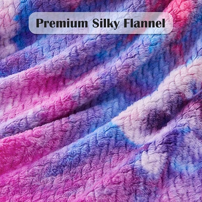 NEWCOSPLAY Super Soft Throw Blanket Deep Purple Rainbow Premium Silky Flannel - Image 5