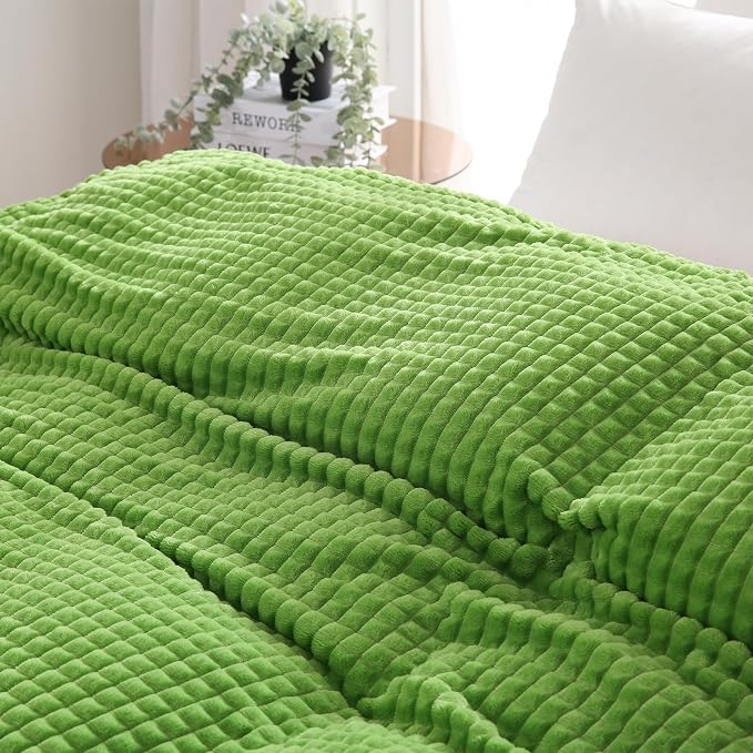 Puncuntex Flannel Fleece Throw Blanket Apple Green 50"×60", Super Soft Plush - Image 4