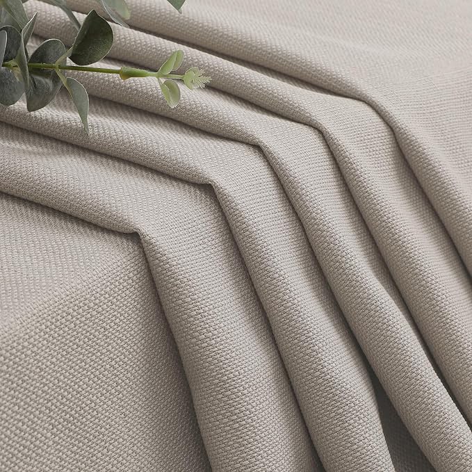 Chyhomenyc Curtains 72 Inch Length 2 Panels, Faux Linen Textured Light - Image 9