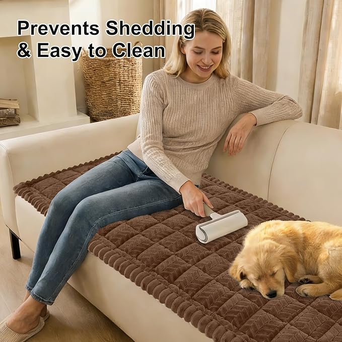 Smiry Non Slip Couch Covers for Dogs, Fuzzy Pet Couch Covers for 2-3 Cushion - Image 3