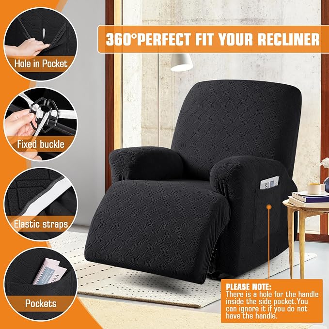 VANSOFY Recliner Chair Cover, 3-Pieces Stretch Recliner Covers - Image 5