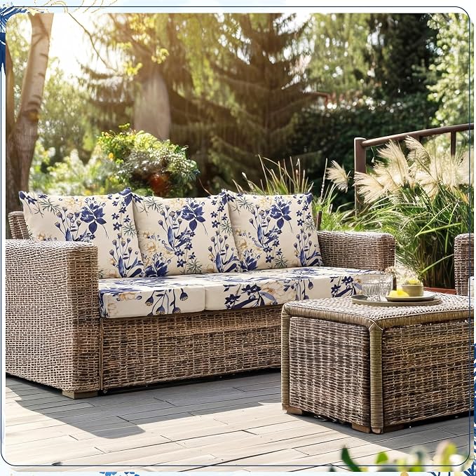 Tegeme 8 Pcs Stretch Printed Sofa Cushion Covers Outdoor Floral Couch Covers - Image 4